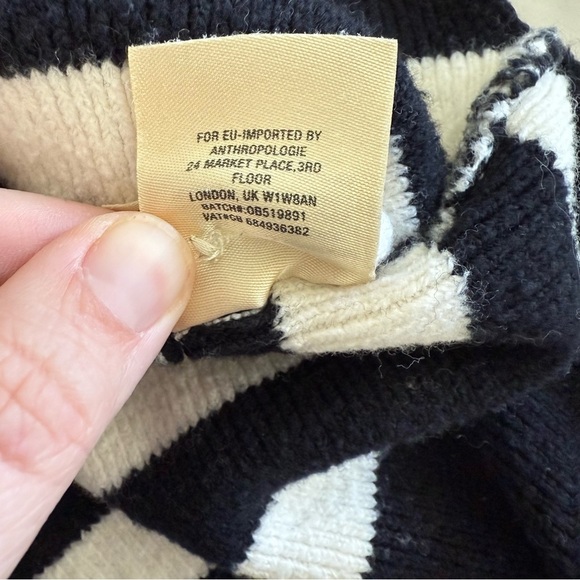 Anthropologie Angel of North Cream Navy Striped Tunic Wool Blend Cardigan Small - Picture 8 of 11